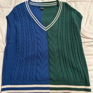Blue and green sweater vest